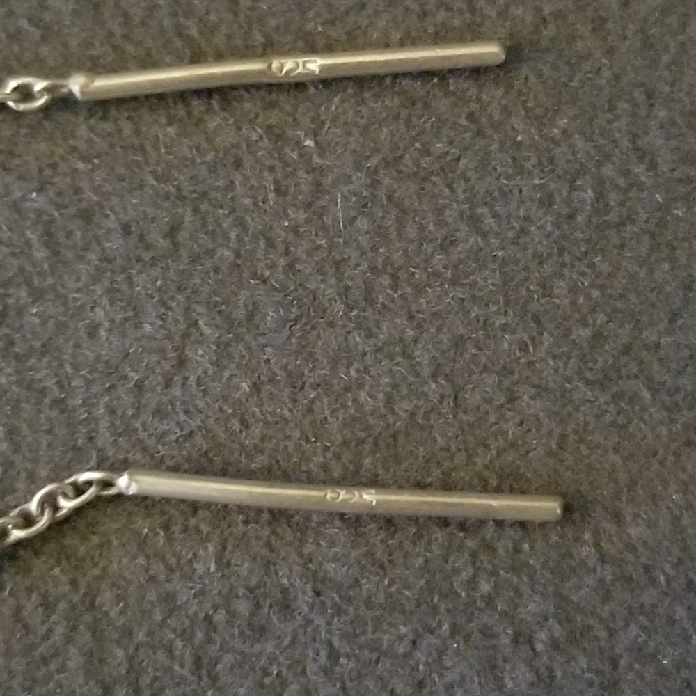 Sterling Threader Earrings w/ Mother of Pearl - Picture 3 of 4